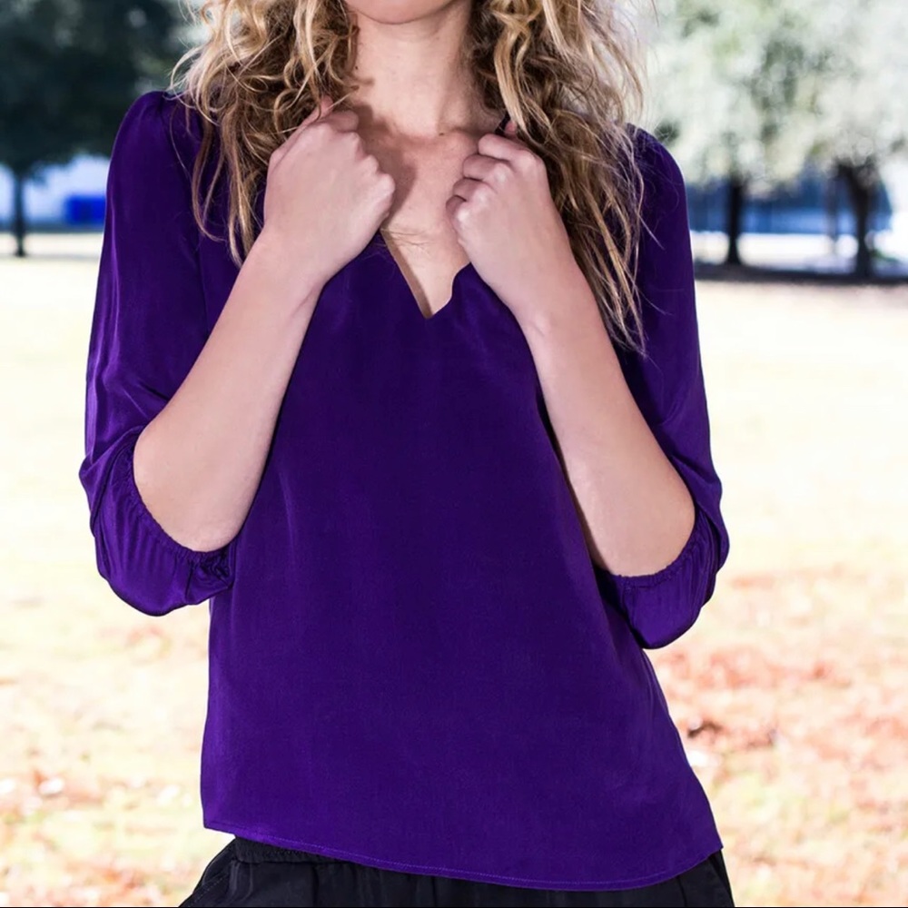 Amour Vert Silk Top Purple NWT